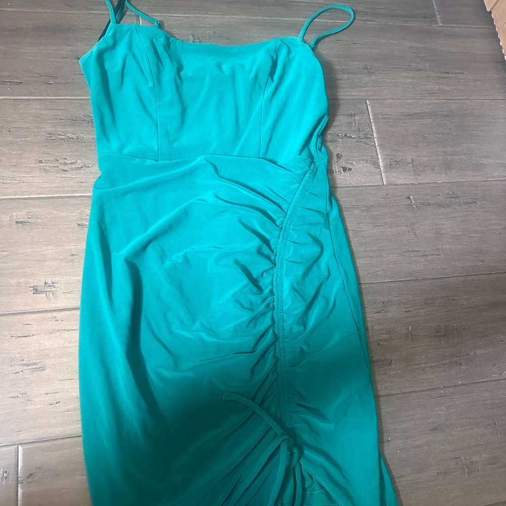 Macy's Blue Ruched Bodycon Mini Dress